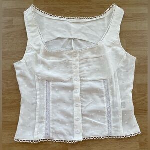White Lace Trimmed Women's Top